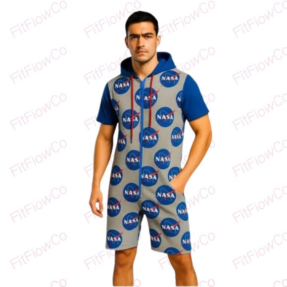 🚀 NASA Zip-Up Hoodie Romper – Size L – NWT - Picture 1 of 4